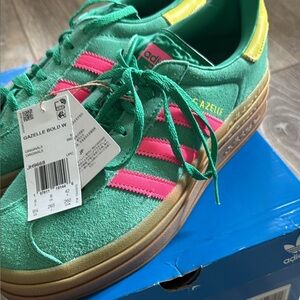 Adidas Gazelle Bold W Green with Pink Accents